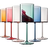 Unbreakable Stemmed Square Tritan Acrylic Floating Wine Glasses European Style | Set of 6 | 100% US Drinkware, 14oz Dishwasher Safe Muted Color Shatterproof BPA-free plastic, All Purpose Glassware