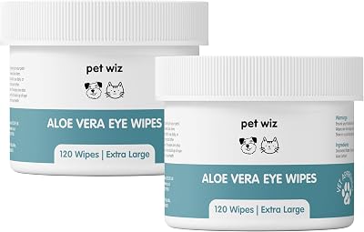 pet wiz Vet Approved 240 Extra Large Natural Eye Wipes for Dogs