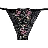 Victoria's Secret Embroidered Adjustable String Cheeky Panty Black/Multicolor New