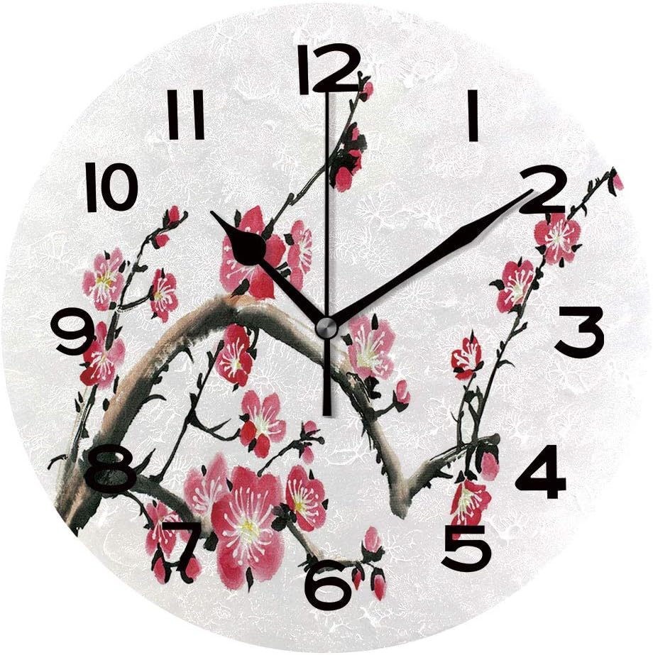 Amazon.com: AmaUncle Round Wall Clock Plum Blossom Chinese Traditional