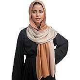 MiaoChoice Gradient Dual Color Scarf,Elegant Ombre Headwraps Hijab, Modal Cotton Feel Lightweight Sunscreen Shawls for Women