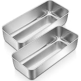 P&P CHEF Loaf Pans for Baking Bread, 12 x 5 Inch Large Stainless Steel Bread Loaf Pan Tins for Homemade Meatloaf Cake Brownies, Healthy & Sturdy, Oven & Dishwasher Safe, 2Pcs
