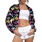 UOUA 80s Windbreaker Jacket for Women Retro Color Block Wind Breaker Long Sleeve Reversible Casual Coat