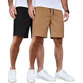 COOFANDY Mens Casual Shorts Cotton Elastic Waist Drawstring Summer Shorts | Stretch Waist, Lightweight, Soft, Breathable, Classic fit, Vacation, Beach Shorts