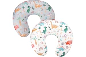 WINGHENLEE Nursing Pillow Cover 2 Pack, Breastfeeding Pillow Cover for Baby Girls Boys, Soft Stretchy Nursing Pillowcase for Infant Newborn, Removable Slipcover for Nursing Pillows Dinosaur(Only Cover)