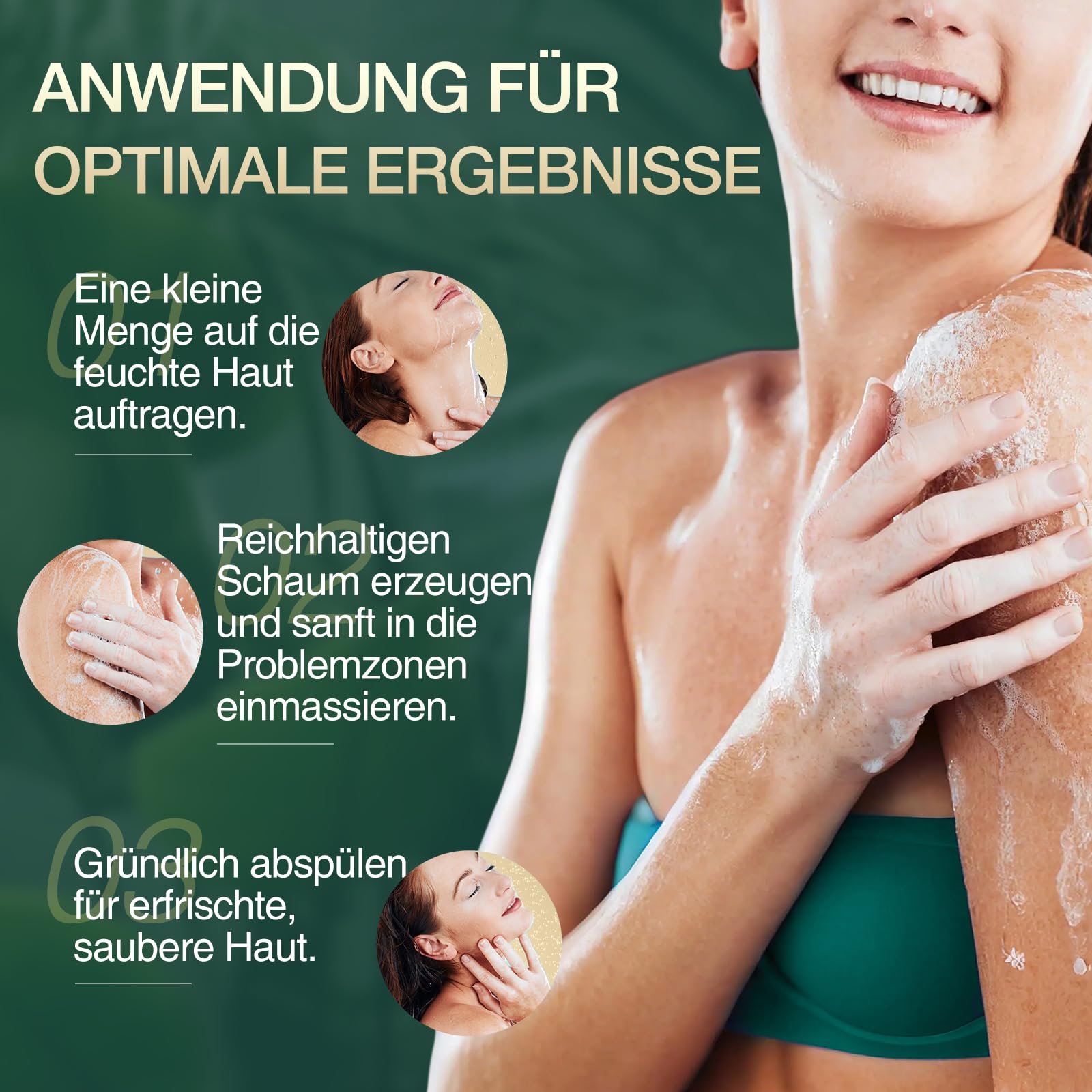 Teebaum Duschgel, lindert Pilz Juckreiz, Schuppen, Akne am Rücken, Fußpilz und Körpergeruch, Antimykotisches Duschgel mit Pfefferminz und Eukalyptusöl, 300 ml 7