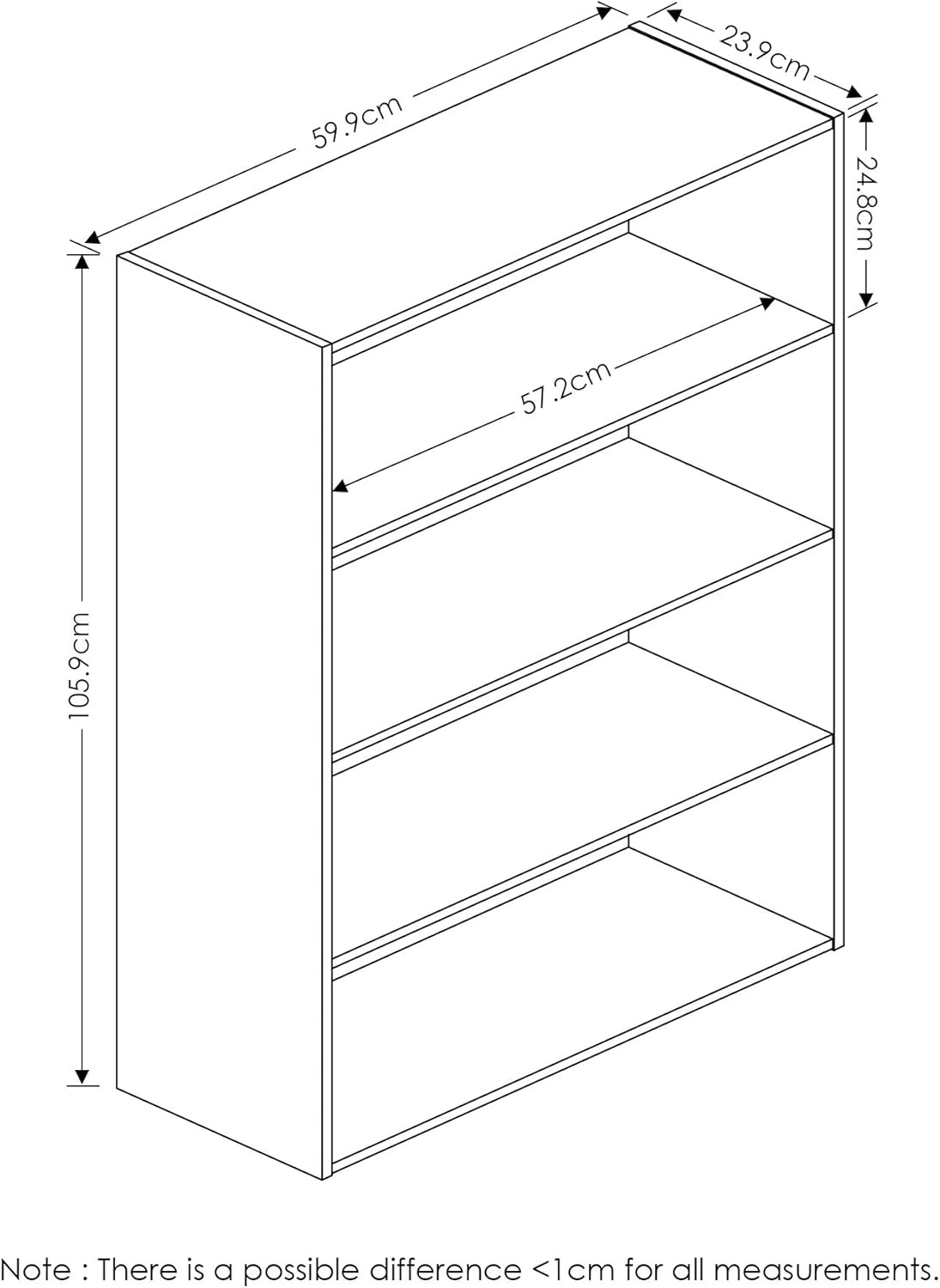 Furinno Pasir 4 Tier Open Shelf, Espresso: Furniture & Decor