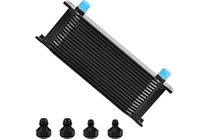 PUZZLEDEER 16 Row AN10 10AN Transmission Oil Cooler Kit Stacked Plate With 6AN 8AN Adapter Universal Engine Transmission British Radiator Oil Cooler Aluminium Black