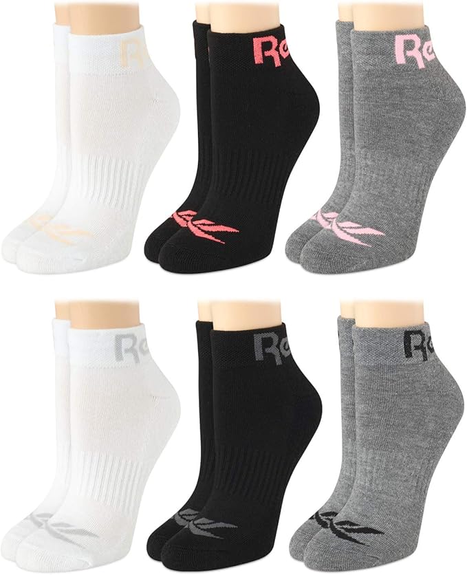 Reebok Women's Comfort Cushioned Athletic Quarter Cut Socks (6 Pack