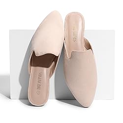 DREAM PAIRS Women's Flat Mules Pointed Toe Backless