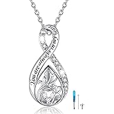 Sterling Silver Urn Necklace for Ashes for Women: Infinity Cremation Jewelry for Women - Ashes Keepsake Pendant Memorial Jewelry Gifts for A Loss of Loved Ones
