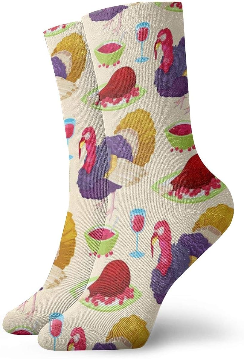Thanksgiving Day Turkey Pattern Crew Socks Adult Reinforced Socks