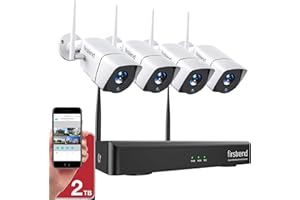 1080P Wireless Security Camera System, Firstrend 8CH Wireless DVR System with 4 pcs 1080P Security IP Camera and 2TB Hard Drive Pre-Installed, 65 ft Night Vision and Easy Remote Monitoring