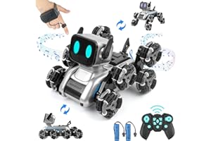 Pycoal Robot Dog, 2.4Ghz Remote Control Dog Stunt RC Cars with Music & Light, 2 Models RC Robot Toys with 2 Rechargeable Batteries, Birthday Gifts for Kids 6 7 8 9 10 11 12 Years Old
