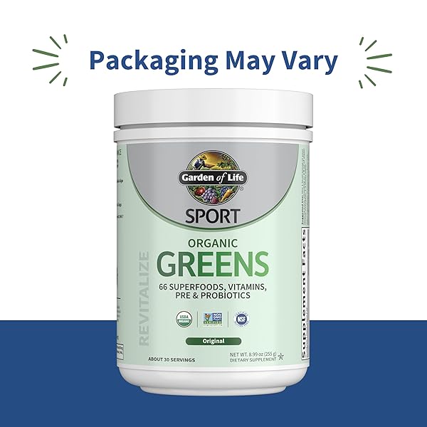 GARDEN OF LIFE SPORT NUTRITION GREENS AND SUPERFOODS POWDER FOR WOMEN AND MEN – UNFLAVORED, ORGANIC BLEND – SPIRULINA, FRUIT, VITAMINS, PRE & PROBIOTICS, MUSHROOMS, ATHLETIC SUPPLEMENTS, 30 SERVINGS