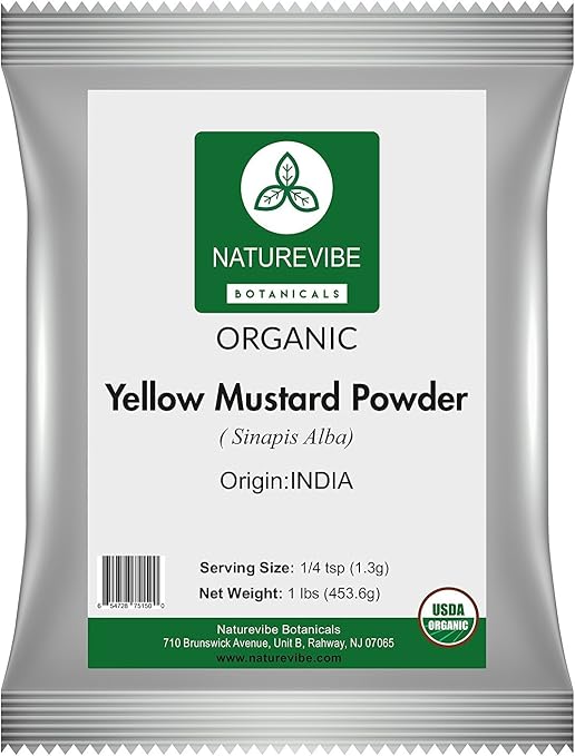 Naturevibe Botanicals Usda Organic Yellow Mustard Seed Ground Powder 1 Lb 16 Ounces Brassica Alba Raw Gluten Free Non Gmo Relieves Muscle Pains Natural Scrub Strengthens Hair
