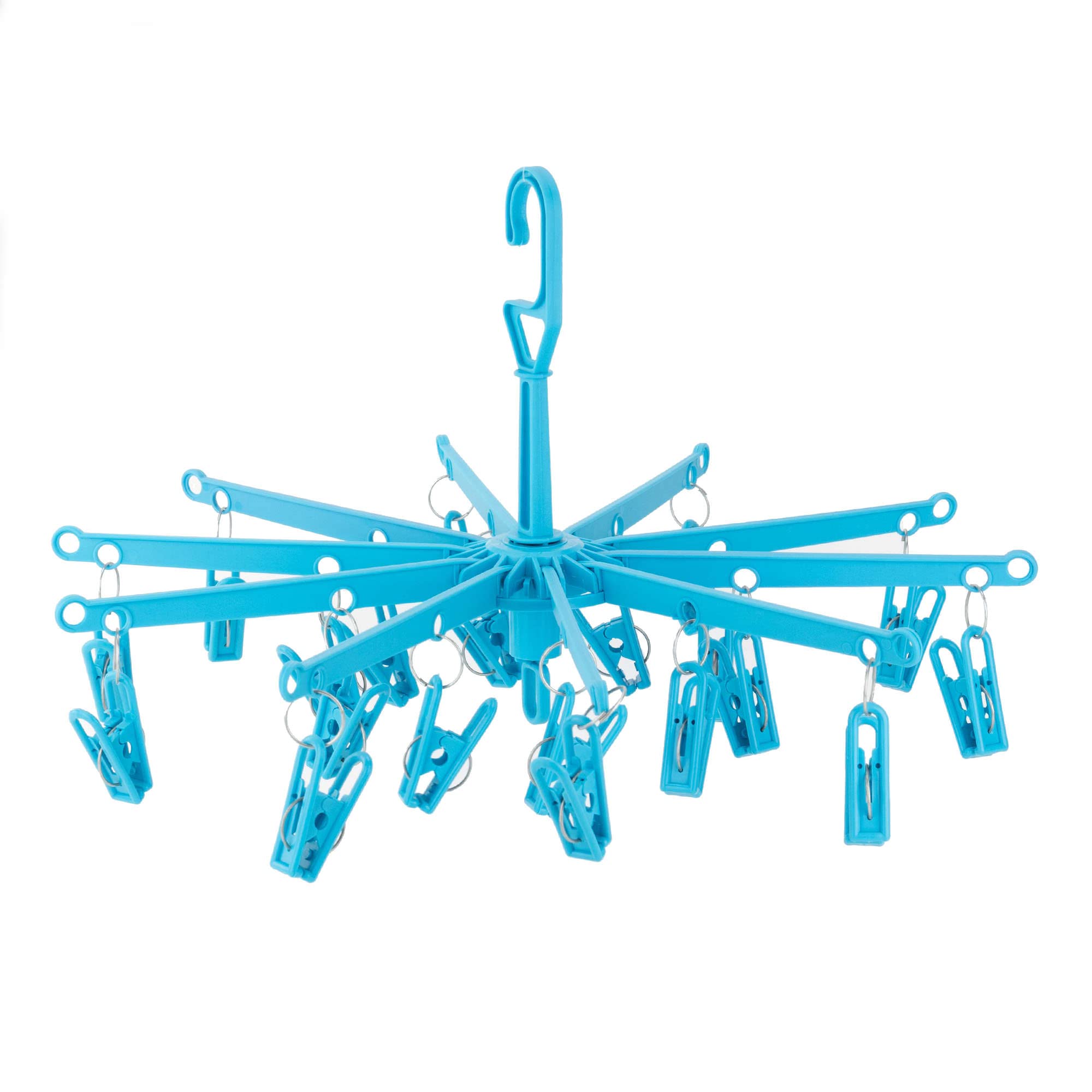 HANGERWORLD 20 Peg Blue Plastic Hanging Laundry Socks Lingerie Clothes Portable Indoor Outdoor Airer Dryer