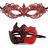 Masquerade Mask for Couples Lace Eye Mask Venetian Carnival Halloween Mask Party Ball Prom Mask Costume Mardi Gras 2Pack