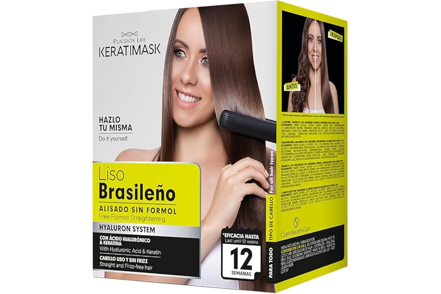 PLACENTA LIFE KERATIMASK Brazilian Straightening Kit with Keratin and Hyaluronic Acid – Keratin Treatment- Get a perfect smooth, shiny and silky- Formaldehyde FREE