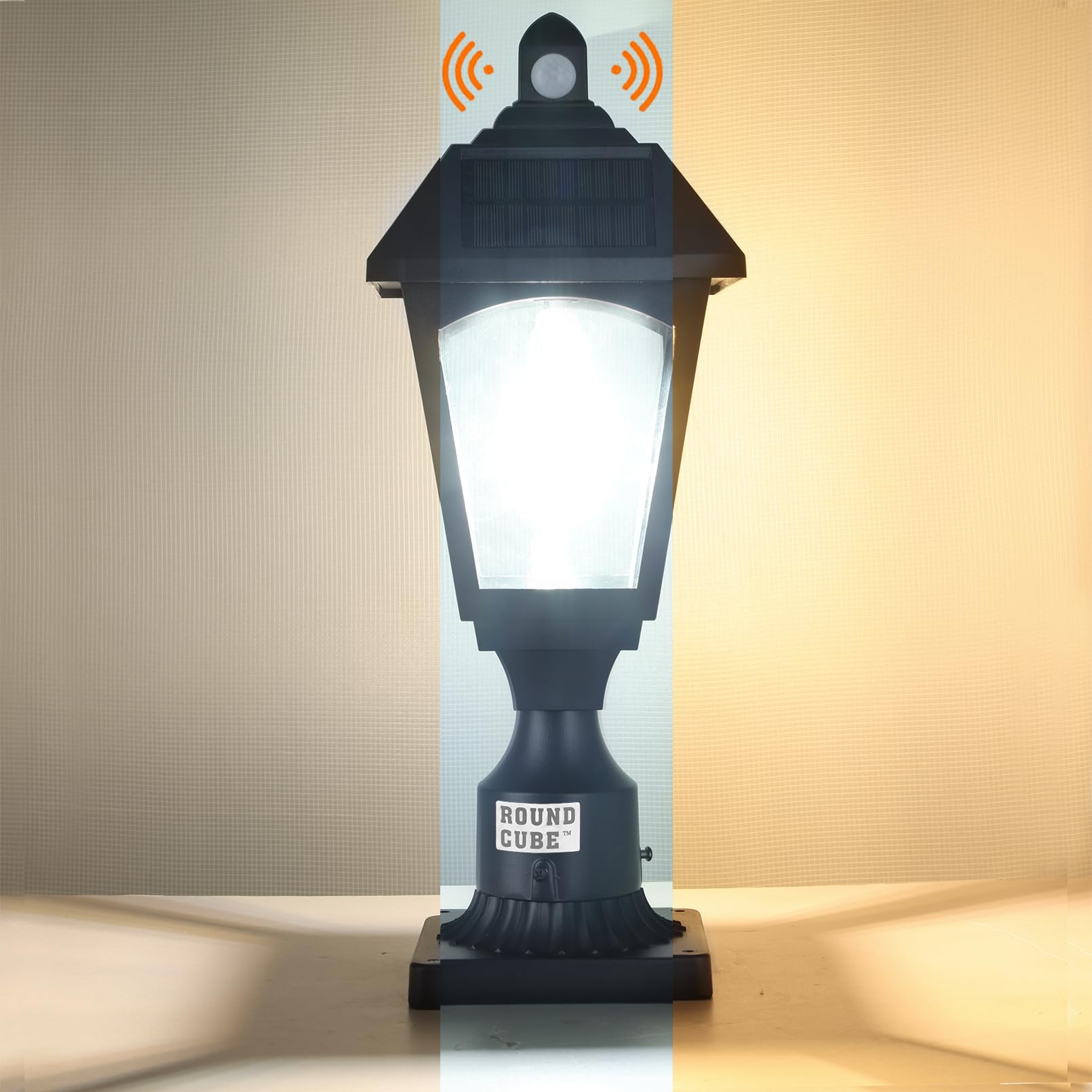 Photo 1 of Round Cube Solar Post Lights Outdoor - Upgraded Motion Sensor, 700 Lumen Super Bright, Waterproof Pillar Lights, 3 Colors in 1 - Solar Lamp Post Light