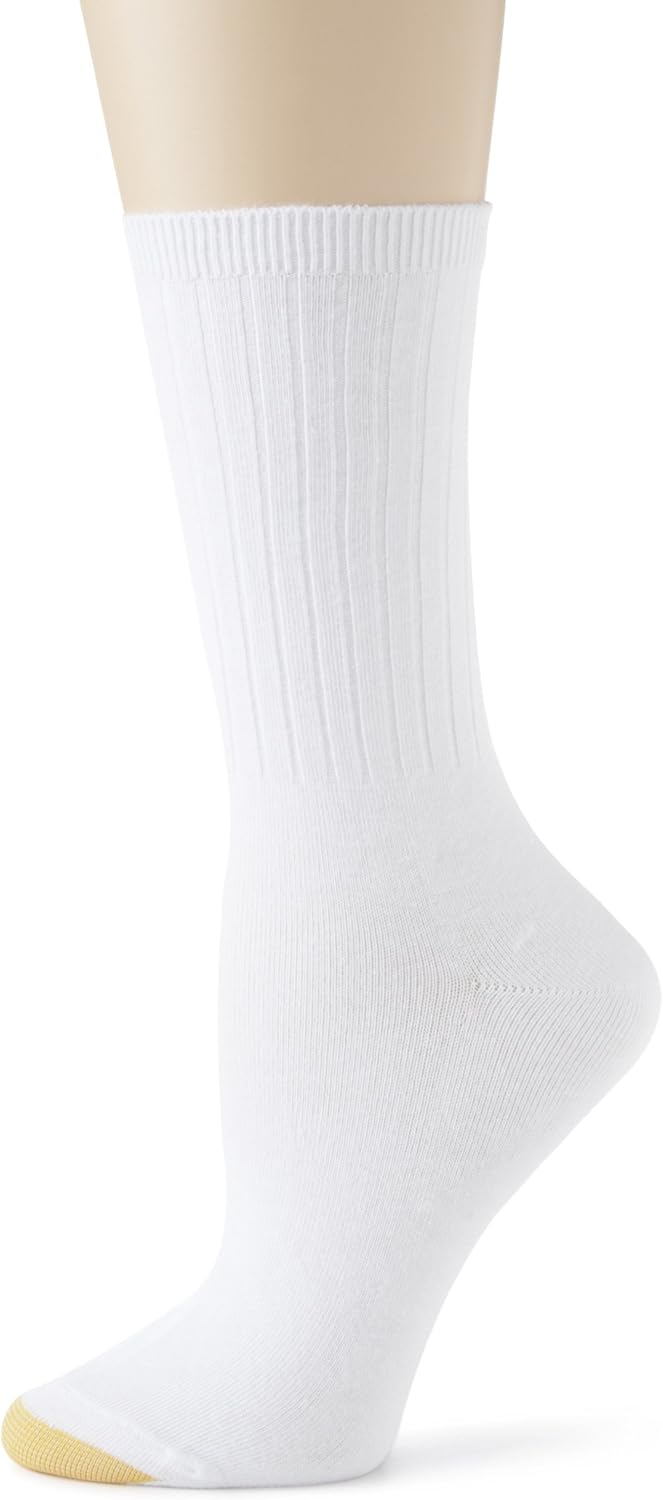 Gold Toe Women's Casual Ribbed Crew Socks, 6 Pairs Shoe Size 69