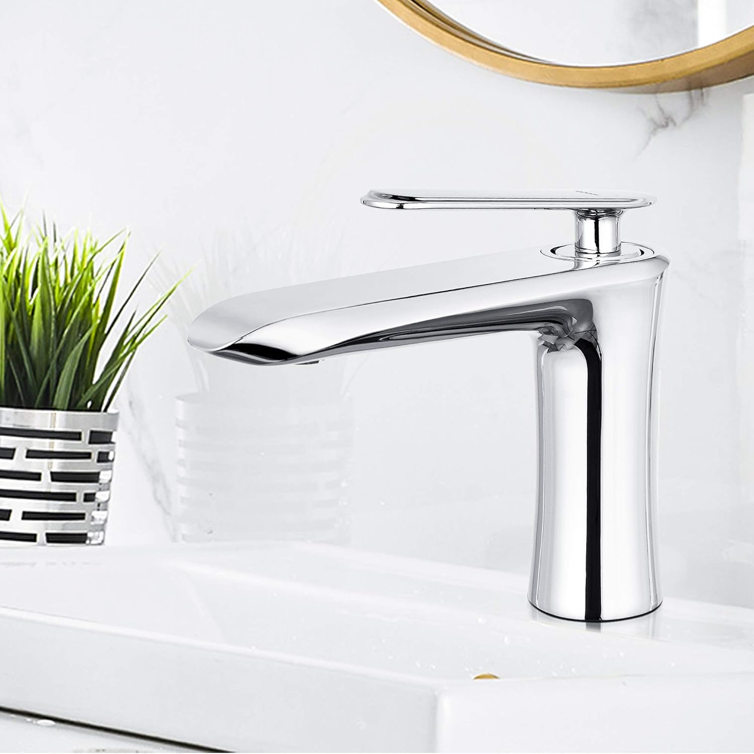 YOHOM Modern Matt Black Basin Mixer Tap Mono Single Lever Bathroom ...