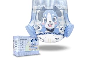Littleforbig Adjustable Hook-and-Loop Closure Adult Printed Cloth Back Diaper 10 Pieces - Little Blue BabyFur (Large 36"-48")