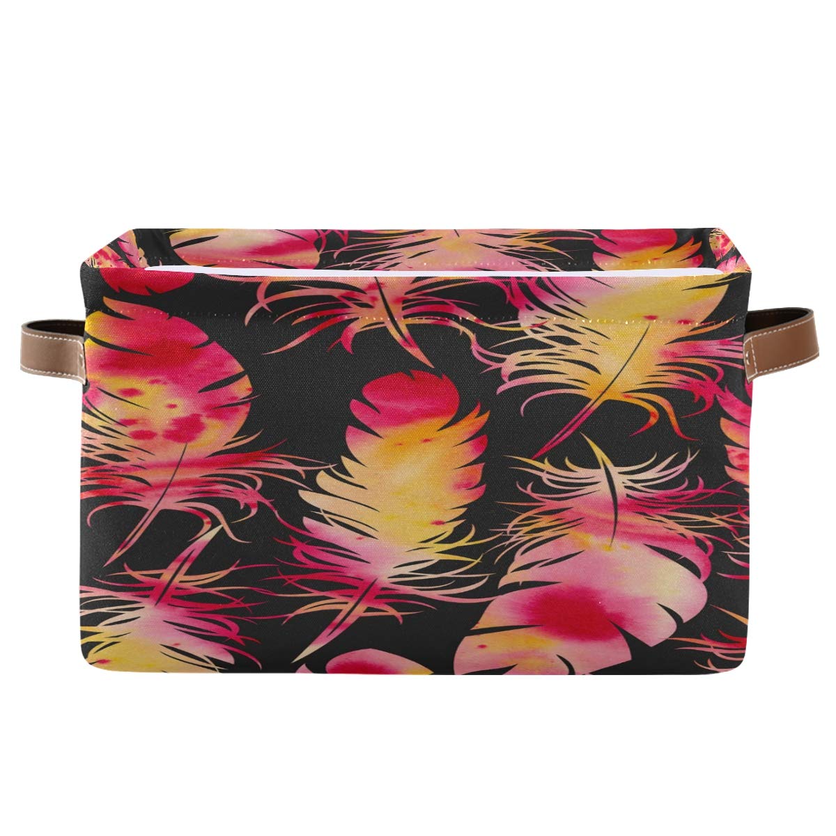 BIGJOKE Aufbewahrungskorb für Kunstmalerei, Vogelfedern, würfelförmig