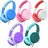 iClever HS27 5 Pack Kids Headphones for School K-12 Online Learning Travel | SafeSound Tech3.0, Tangle Free, 3.5mm Jack, HD Stereo, Swivel Foldable, Headphones for Classroom, Bulk 5Pack, Colorful