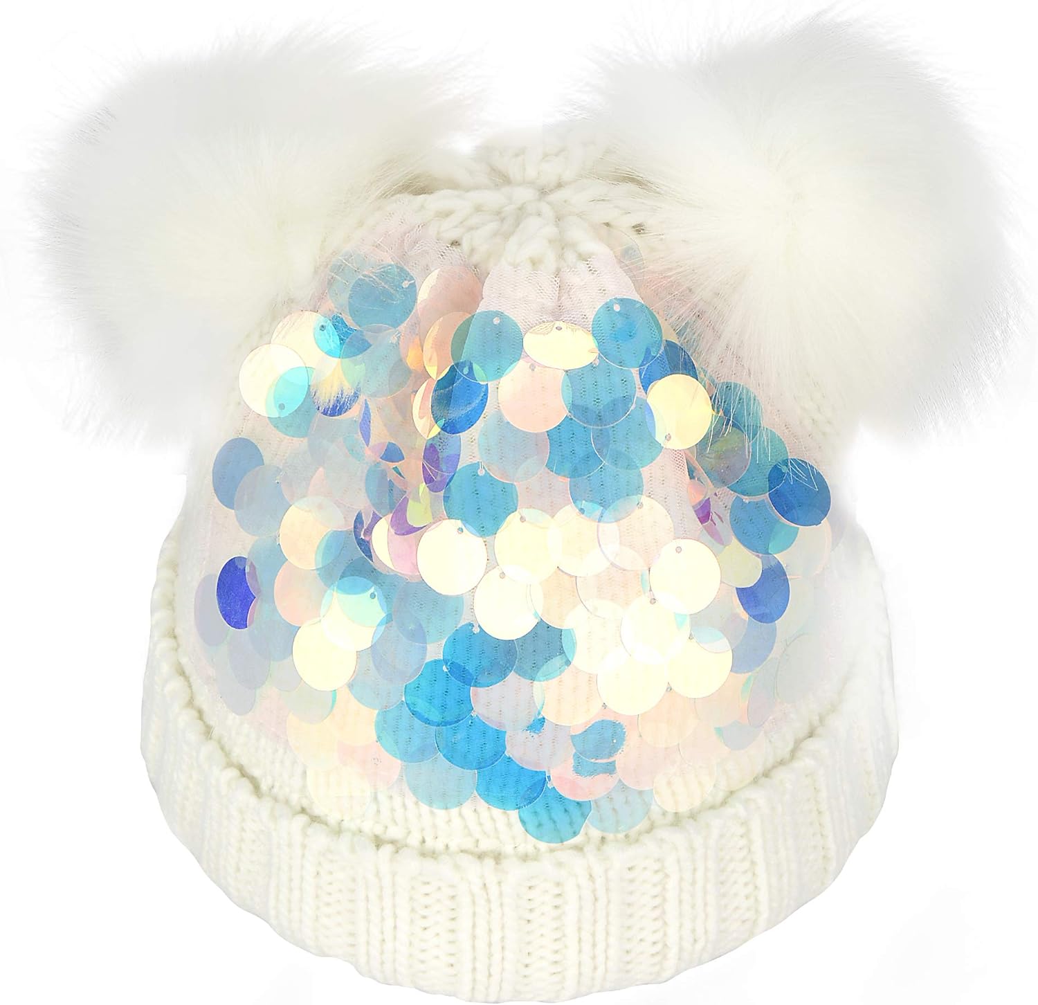 NWK Girl's Winter Beanie Hat (White): Clothing