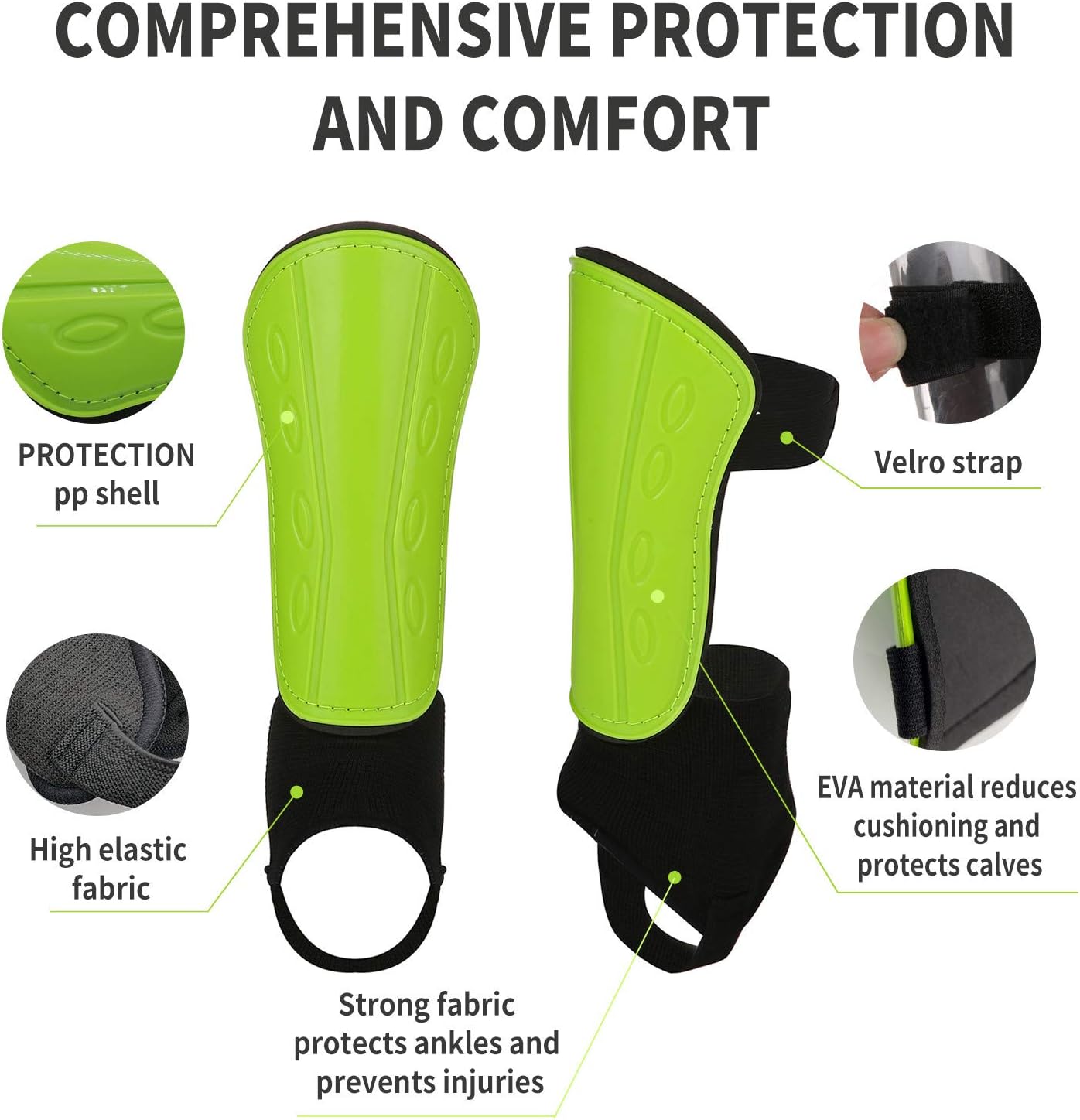 Antoyo Soccer Shin Guards, Slip and Slide Protective Soccer Gear for Toddler and Adults, Padded Shin Protection Equipment with Ankle Support and Adjustable Straps for Comprehensive Protection : Sports & Outdoors