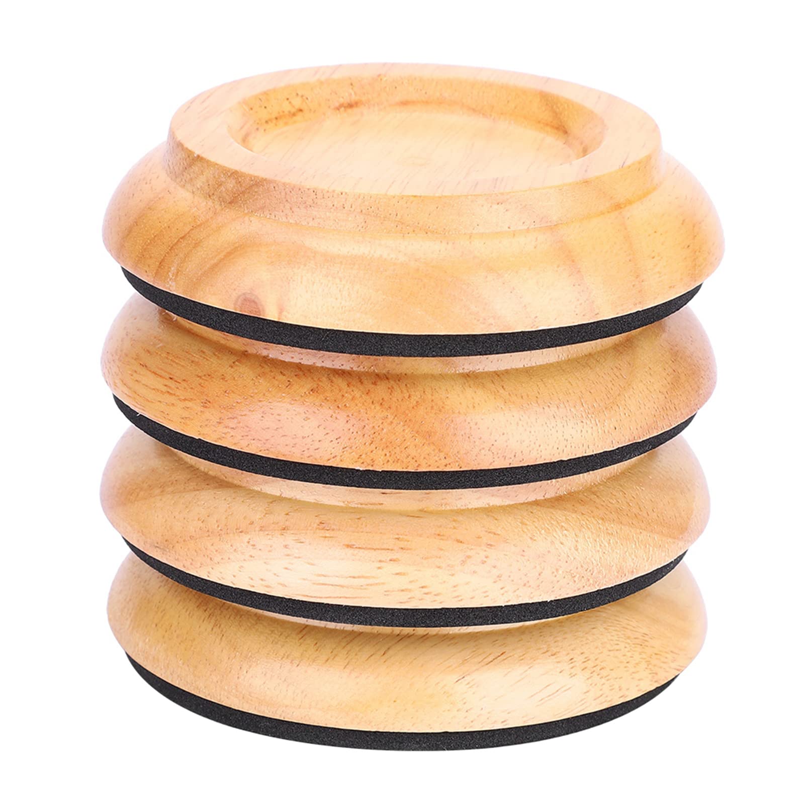 Alomejor 4 Pcs Piano Caster Cups Upright Round Piano Foot Pads Beech Wood Coasters Cups with EVA Non-Slip Foam for Floor Protectors(Wood Color)