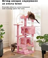 Yaheetech 138.5cm Cat Tree Tower Multilevel with Condos Sisal Posts Pink view 2