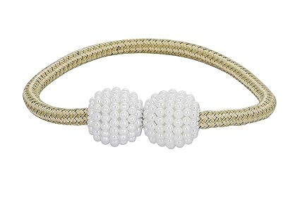 Ramcha Magnetic 4 Piece Polyester Tieback Set, Gold and Green