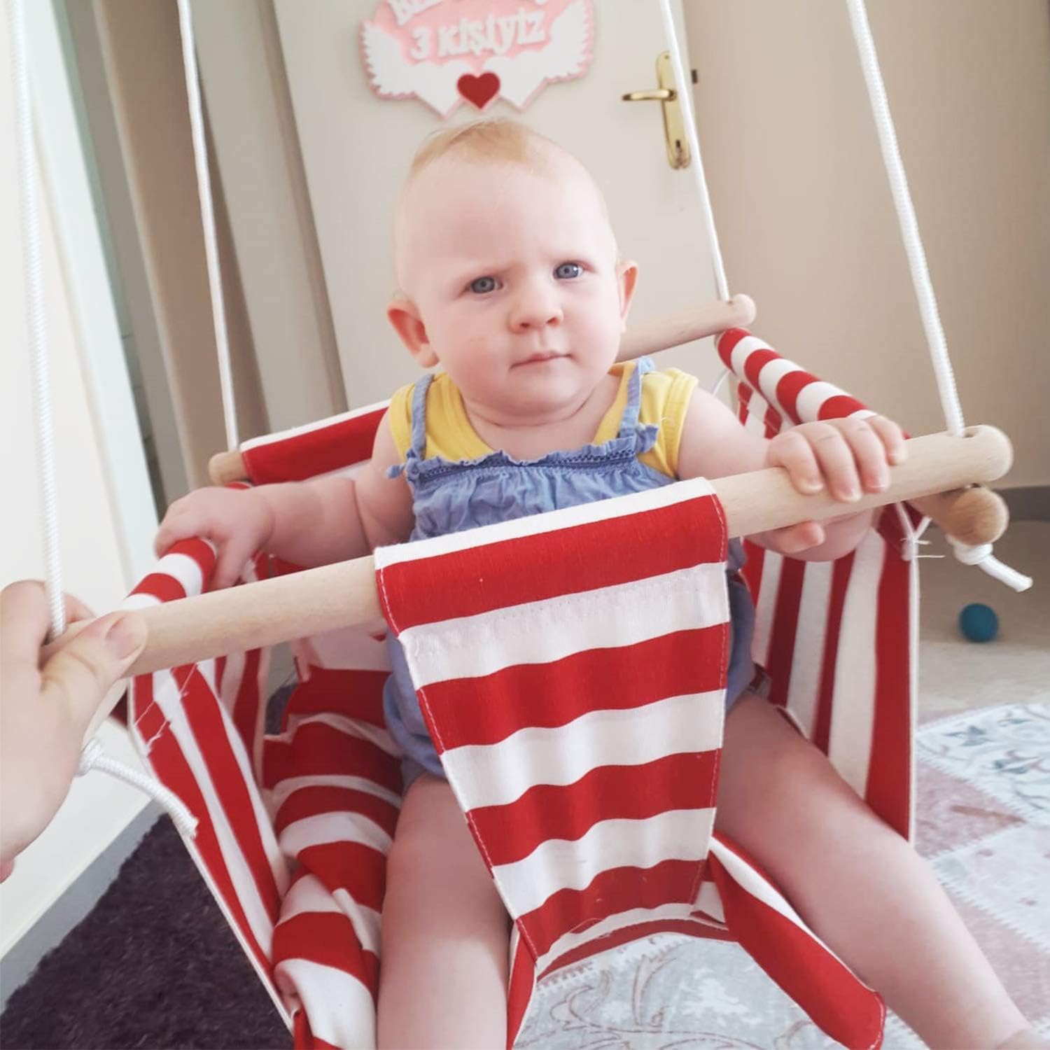 Svava Wooden Baby and Toddler Tree Swing Home or Garden Type Children Swing (Red-White)