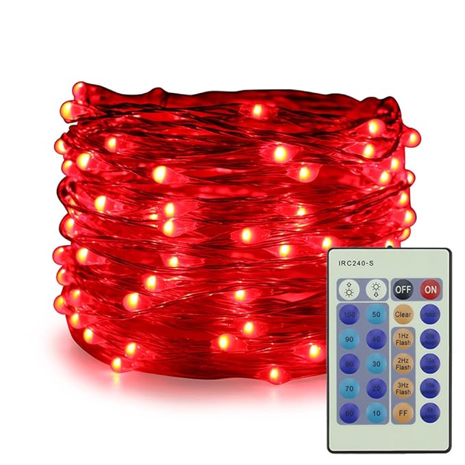 ER CHEN Red Fairy Lights Plug in, 33ft 100 LED Starry String Lights