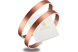 BioMag 2Pcs 99.9% Copper Bracelet for Women, Adjustable Magnetic Bracelets Copper Bangle Cuff with 3500 Gauss Magnets, Jewelry Gift