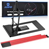 Golf Alignment Sticks Holder, Angle Adjustable Golf Training Aid, Weighted Golf Swing Trainer with Metal Sticks Practice Teaching Aid for Aiming, Putting, Swing