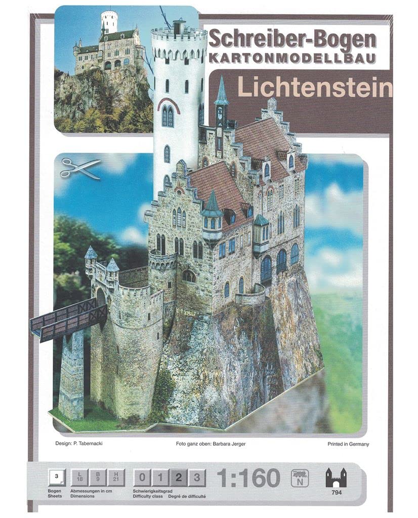 SCHREIBER-BOGEN Model Kit Lichtenstein N 794, Cardboard Model Building, Medium Difficulty, 1:160 Scale, 3 Sheets, Paperboard, for N Railway