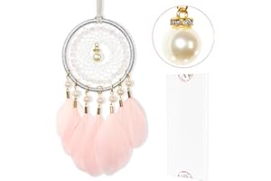 HOLSM-III Mini Dream Catchers - Goose Feather with Luxury Pearl, Natural Leather, Handmade Small Dreamcatcher for Bedroom, Dream Catcher for Girls, Dream Catchers for Boys, Dream Catcher Wall Decor