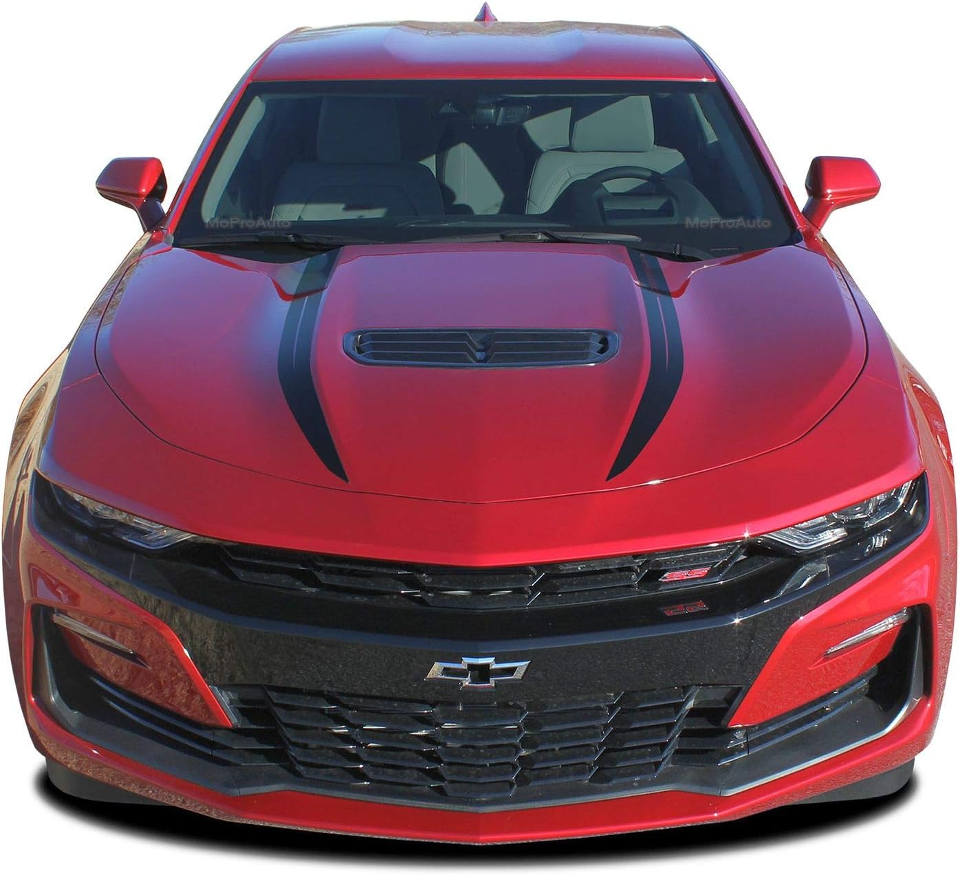 MoProAuto Pro Design Series Widow : 2019 2020 Chevy Camaro Spider Stripes Hood Spear Decals Vinyl Graphics Kit 3M (SS Model ONLY) (Color-3M 02 Gloss Black)