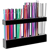 Malldii 9.5” Large Acrylic Straw Holder for Cabinet Door - Reusable Tumbler Straw Organizer Storage, Small Kitchen Accessories Container, Ultra Sticky Cupboard Door Mounted (Black)