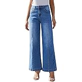 Yewfirm Wide Leg Jeans for Women - High Waisted Baggy Jeans Stretch Loose Denim Pants