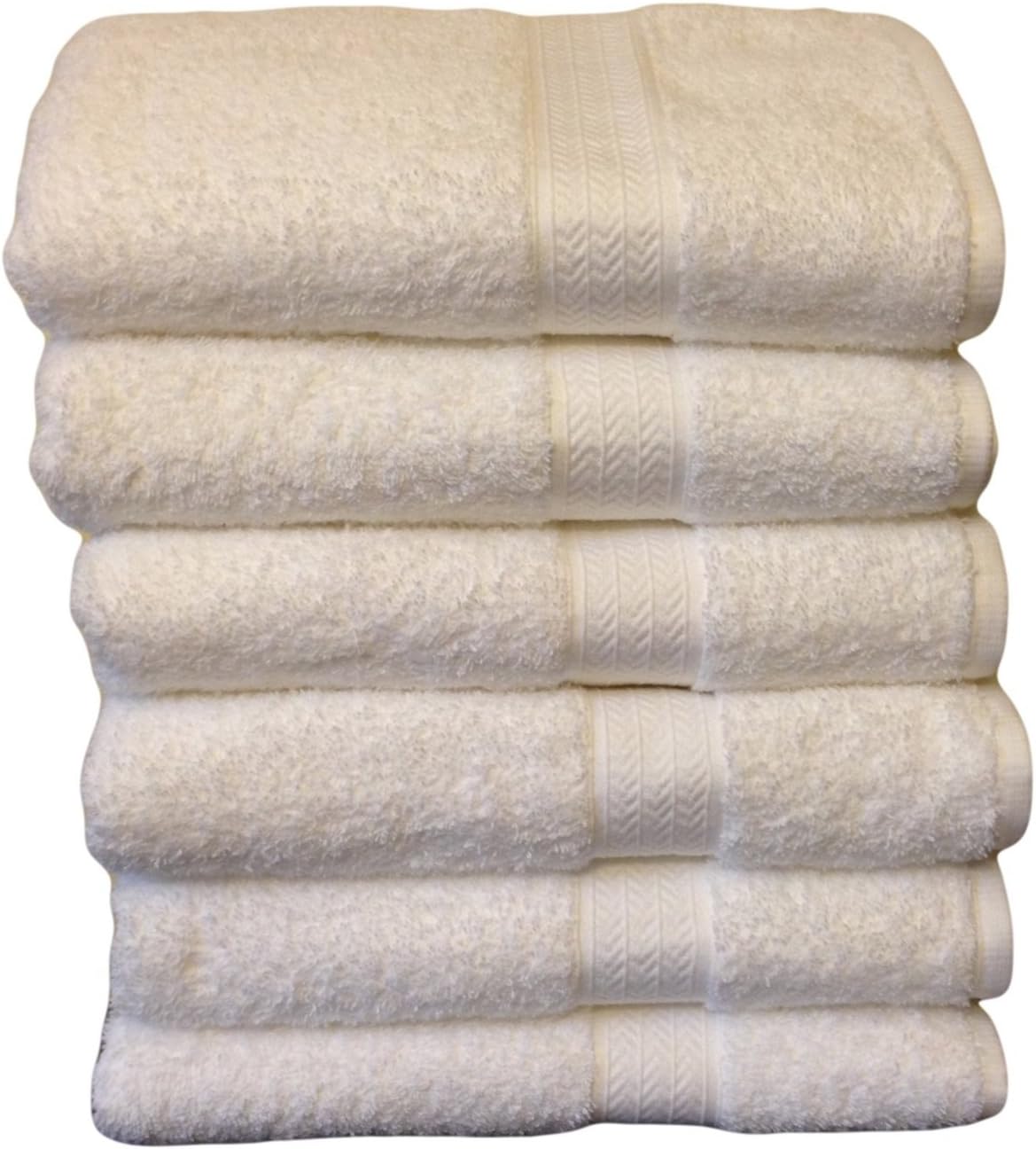 Grandeur Hospitality Bath Towels. 6 Pack. 30inx52in, 100 Cotton, White
