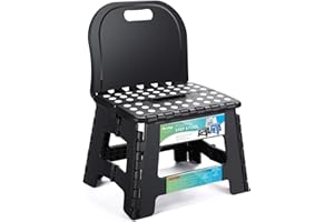 ACSTEP Folding Kids Step Stool with Back Support for Kids,9" Plastic Kids Chair for Outdoor or Indoor Kitchen Step Stools and Bathroom Stool for Toddlers Boys Girls