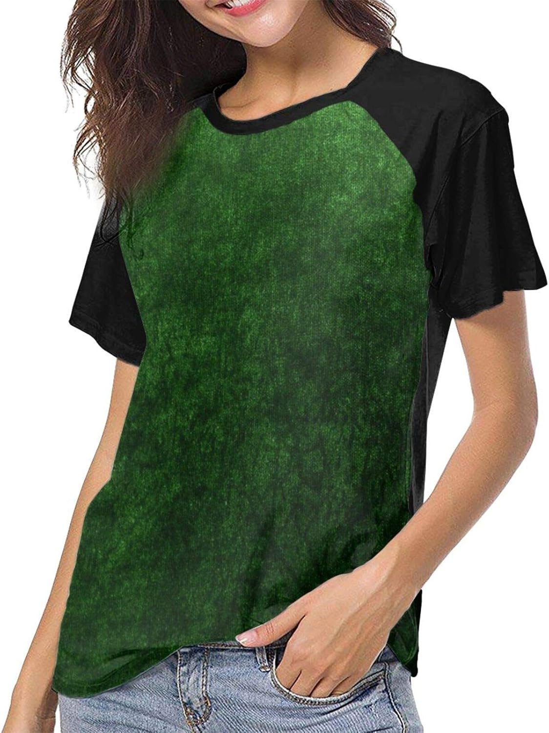 Emerald Green Color Womens TShirt Short Sleeve Female