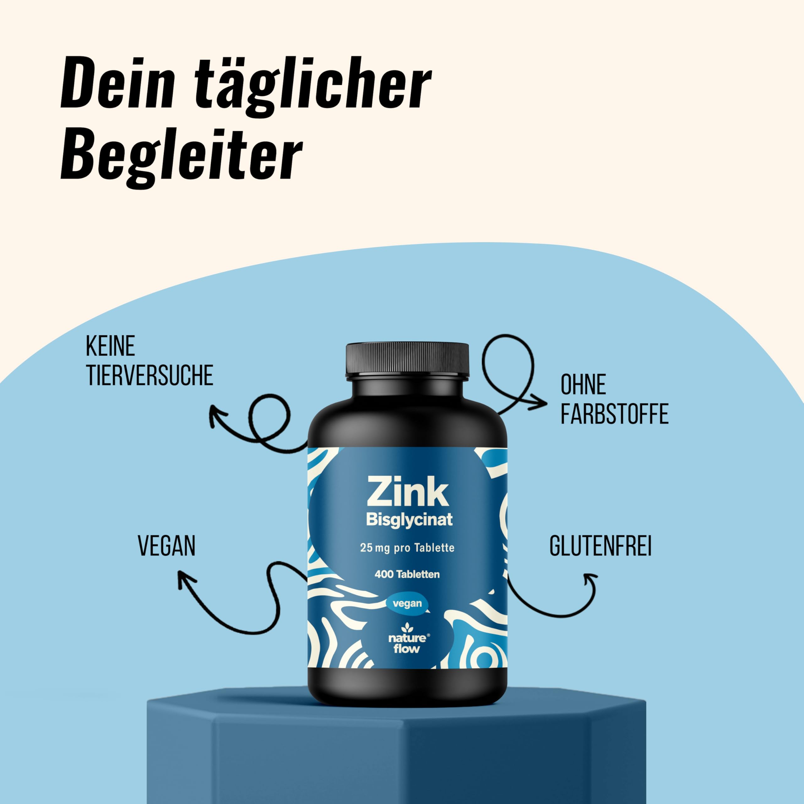 Zink Tabletten hochdosiert 25mg - 400 Tabletten hochdosiert mit Zink-Bisglycinat - Vegan und produziert in Deutschland - Laborgeprüft - Verpackung kann variieren 2