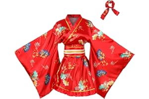 ASWTZ Women's Japanese Kimono Costume Traditional Geisha Short Robe Anime Printed Bathrobe Pattern Sleepwear