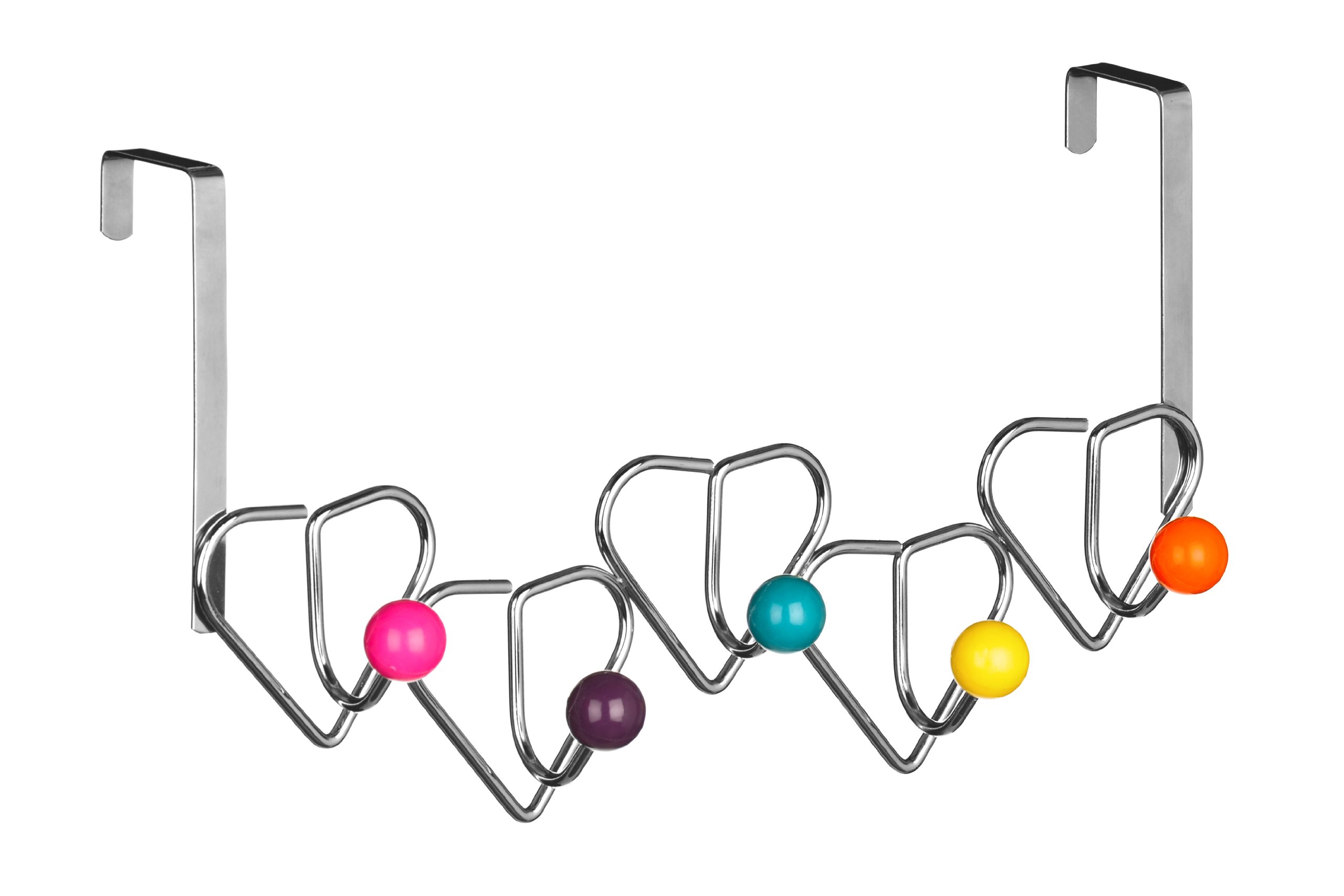 Premier 509730 Housewares 5 Hook Over Door Hanger - Multi-Coloured,Silver,H20 x W37 x D10cm