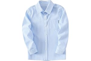 Toddler Kids Dress Shirt Stripes Button Down Long Sleeve Stand Collar Shirts Kids Casual Business School Formal Tops